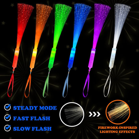 Bulk-24 Pack, Glow in Dark Fiber Optic Lights for Kids Light Up Toys Gifts Goodie Bag Basket Stuffers Fillers