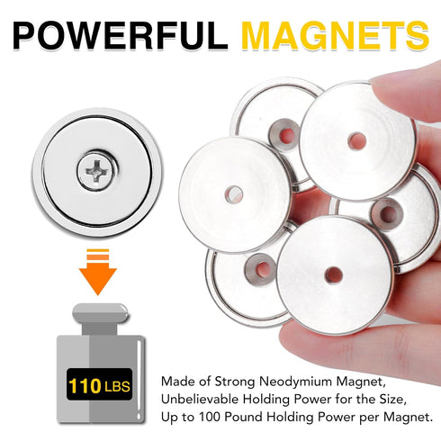 DIYMAG Neodymium Round Base Cup Magnet, 100LBS Strong Rare Earth Magnets with Heavy Duty Countersunk Hole