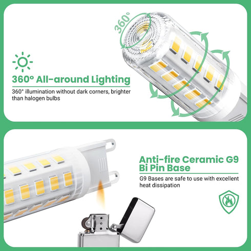 G9 Bulb 4W, 3000K 40 T4 9 Non-Dimmable 120V 450 360Beam G9 Bulbs 6 Pack VOLIVO LED Soft Warm White, Watts Halogen