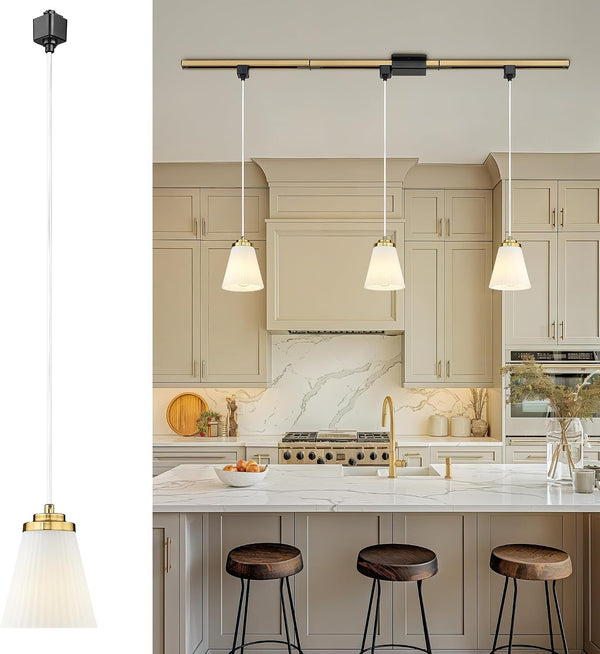 H-Type Track Lighting Pendant, HWH 1-Light Track Pendant Light Fixture Brushed Gold