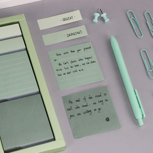 Green Sticky Notes Set - 240 Sheets Lined Pastel Self-Stick Index Tabs for Planner, Bullet Journal, Calendar (Avocado