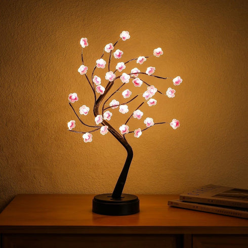 4 Pack 18inch 36 Cherry Blossom Tree Lamp, Led Bonsai Tree Lights, Battery/USB Operated Japanese Decor Night Lights