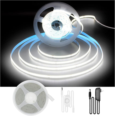 DAYBETTER COB LED Strip, 16.4 ft White LED Strip Lights, Dimmable LED