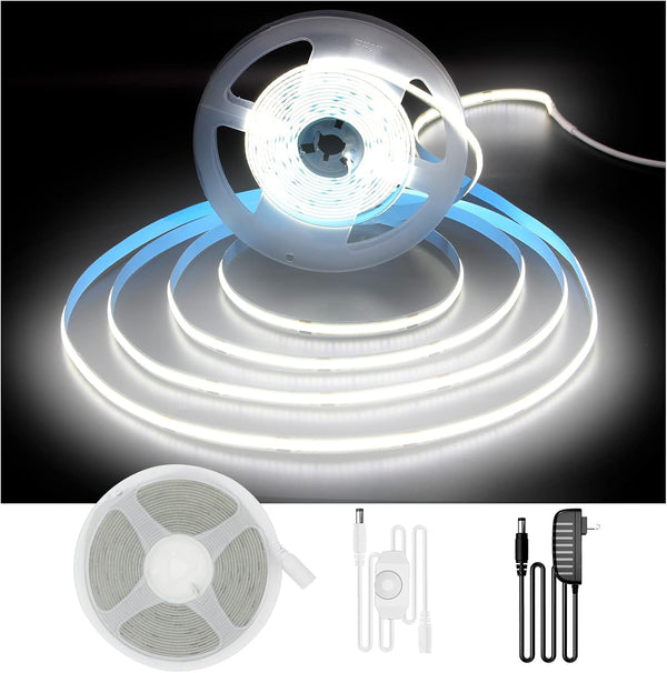 DAYBETTER COB LED Strip, 16.4 ft White LED Strip Lights, Dimmable LED