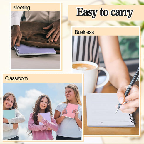 Lewtemi 6 Pack Small Left Handed Notebook, 8"x5", Lefty Spiral Notebooks, 50 Sheets College Wide Ruled Paper Journal