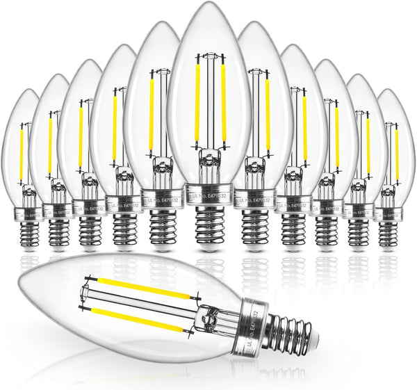 Hizashi E12 LED Bulb Dimmable 60 watt Equivalent, Chandelier Light Bulbs 5000K