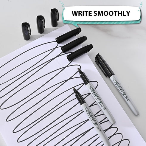 Permanent Markers, 40 Pack Bulk - Quick Drying, Waterproof, Smooth, Durable, Gray Shell, Mark on Glass, Tiles, Cloth