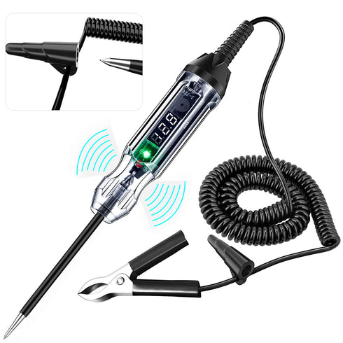 Upgraded 3-72V Buzzer Automotive Test Light, Heavy Duty Digital LED Circuit Tester with Voltmeter