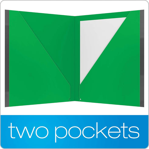 Oxford Two Pocket Plastic Folders with Reinforced Edges, Letter Size, Red, Blue, Green, Black, Purple, 5 Per Pack