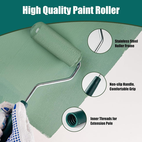 15 Pack, 4 Inch Paint Roller Kit, Paint Roller, Small Paint Roller with Tray Liners, Roller Paint Brush Covers for All