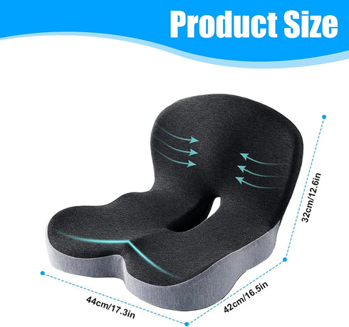 ICZQWURE Orthopedic Cushion for Office Chair & Car - L-Shaped Memory Foam with Lumbar Support, Adjustable Strap