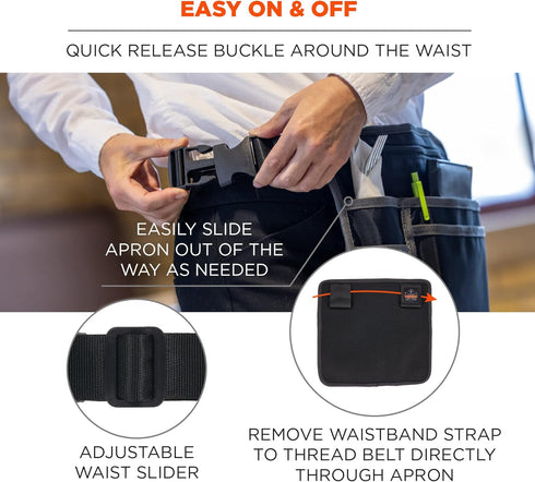 5716 Ergodyne Arsenal Server Waist Apron Money Belt with Adjustable Buckle, Fits Handheld POS