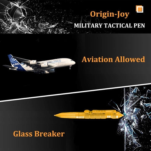 Gift Boxed Tactical Pen, Tungsten Steel Military Self Defense Tool with 8 Refills (Gold)