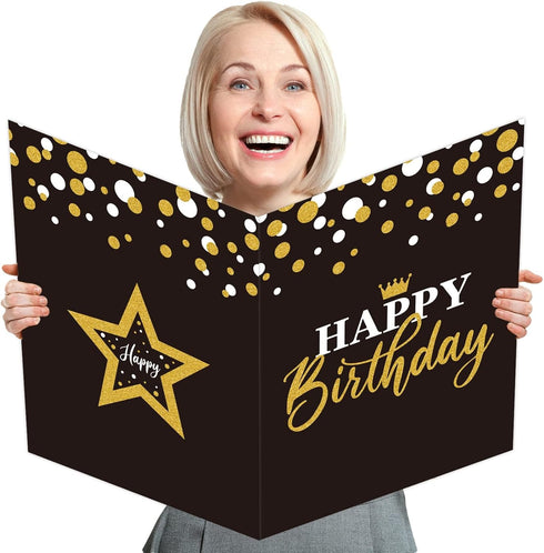 Jumbo Birthday Card, Giant Guest Book for Happy Birthday Party Decorations, Gifts for Office Teacher - Large 14 x 22
