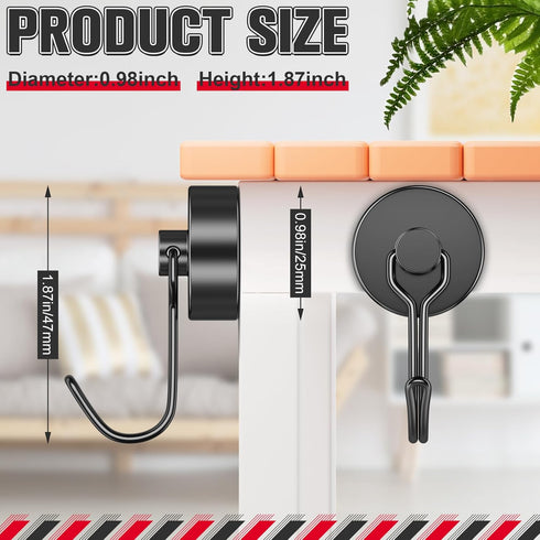 FINDMAG 12 Pack Heavy Duty Magnetic Hooks, 60 LB+ Swivel Hooks for Hanging in Kitchen, Office, Garage