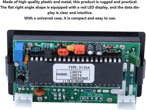 Mini Digital DC Voltmeter, 4 Digit Voltage Tester Meter with Red LED Display Panel, 79x43x24 mm for Various Battery