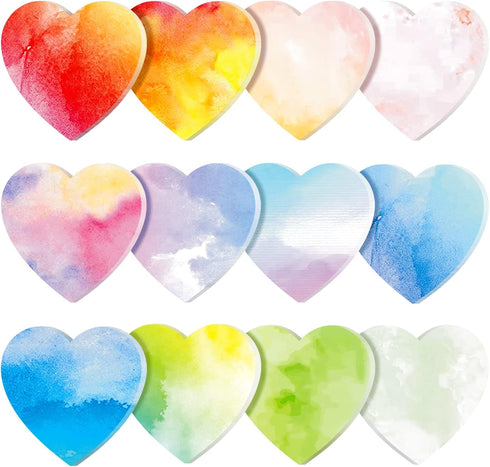 Teling 24 Pcs Heart Shaped Sticky Notes, 3 x 3 Inch Pad, Cute Colorful Memo Pads for Girls Office Supplies