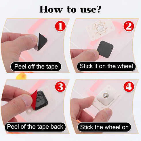 32 PCS Self Adhesive Caster Wheels, Mini Swivel Stainless Steel Paste Universal Wheels for Furniture Storage