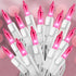 Pink Christmas Lights 25FT 100 Incandescent Bulbs with White Wire for Valentine's Day, Wedding, Party, Indoor & Outdoor