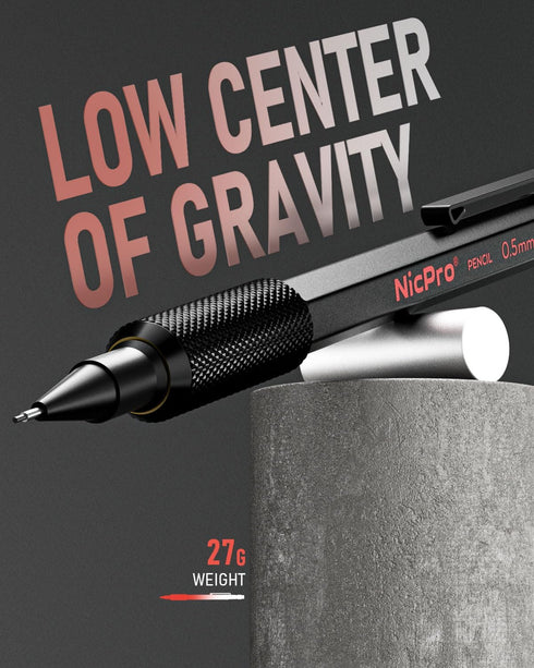 Nicpro 0.5 mm & 0.7 mm Mechanical Pencil Set with Case, MP2000 Metal Artist Pencil with 4 Tube HB 2B Lead Refills
