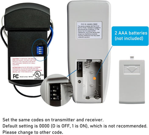 YukiHalu Universal Ceiling Fan Remote Control Kit, 3 Fan Speeds and Light Dimmer, UL Listed