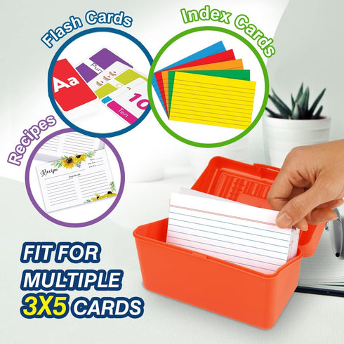 H4D 3x5, 3x5 3 Packs Index Card Holder Index Card Box Organizer Case, Flash Note Card Holder, (Red/Green/Yellow)