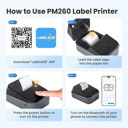 ETIKEZ PM260 2 Inch Label Maker Machine with Tape, Label Tape Maker Bluetooth Label Printer, Inkless Portable Label