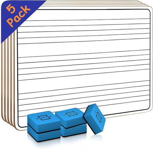 Scribbledo 5 Pack Dry Erase Music Staff White Boards, 9"X12" Double Sided Musical Notes Whiteboard for Kids Students