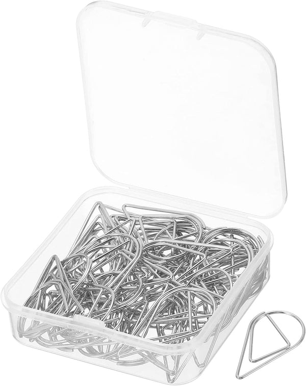 MECCANIXITY 50 Pieces Drop-Shaped Metal Paper Clips 1.3 Inch Silver Tone for Organizing Office Home Crafts