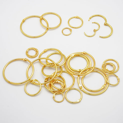 Semrien 120 (1/2", 3/4", 1", 1-1/4", 1-1/2", 2"), Pcs Binder Rings Assorted Sizes Loose Leaf Binder Book Rings, Metal