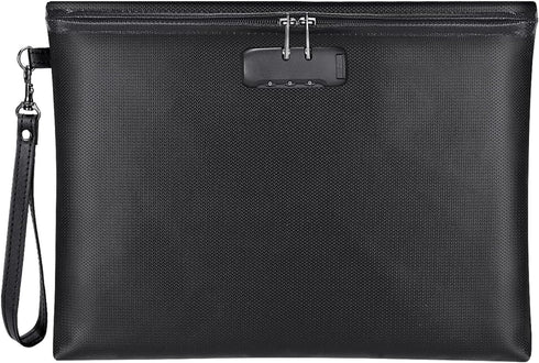 ZOOPIP Fireproof Document Bag with Lock, 14.3"x10.2" Waterproof Money Bag with Zipper Closure for A4 Documents