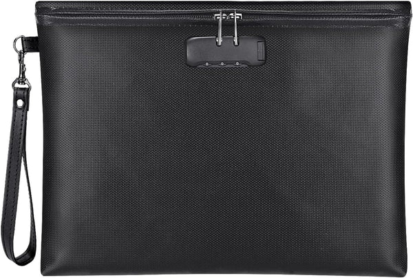 ZOOPIP Fireproof Document Bag with Lock, 14.3"x10.2" Waterproof Money Bag with Zipper Closure for A4 Documents