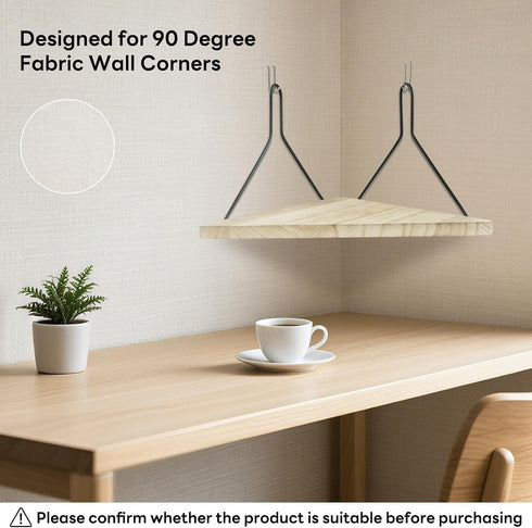 APUDWN 11.8 Inch Fabric Wall Cubicle Corner Shelf with Hooks Wooden Triangular Cubicle Corner Shelf for Office Fabric