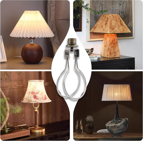 Lamp Shade Holder, Clip On Lampshade Adapter with Finial and Levellers, Spring Clip for Light Bulb (Antique Brass)