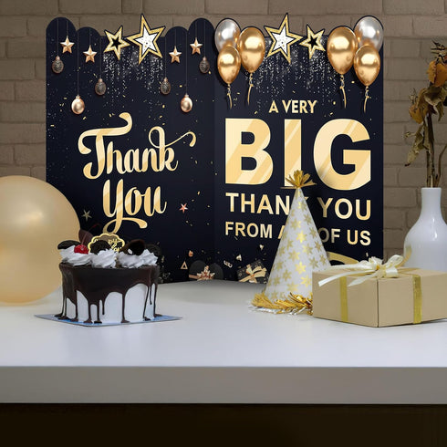 Large Thank You Card with Envelope, Jumbo Appreciation Card Black Gold, Giant Thank U Guest Book for Men Women Signing