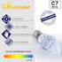 25 Pack C7 Cool White LED Replacement Christmas Light Faceted Bulbs, 0.72W, E12 Base, 2 SMD LEDs in Each Light Bulb,