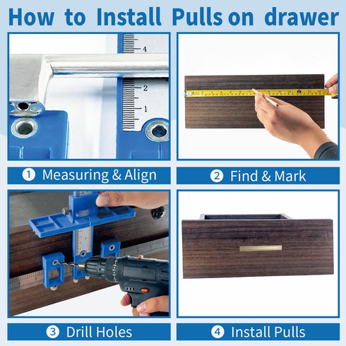 King&Charles Cabinet Hardware Jig, Cabinet Handle Jig with Point Wood Drills for Handles and Pulls on Cabinets