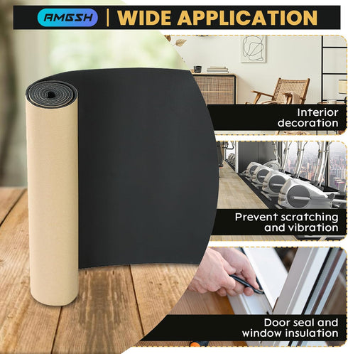 Sponge Neoprene with Adhesive Foam Rubber Sheet - 1/8" Thick, 12" Wide X 48" Long for DIY Gasket Sealing