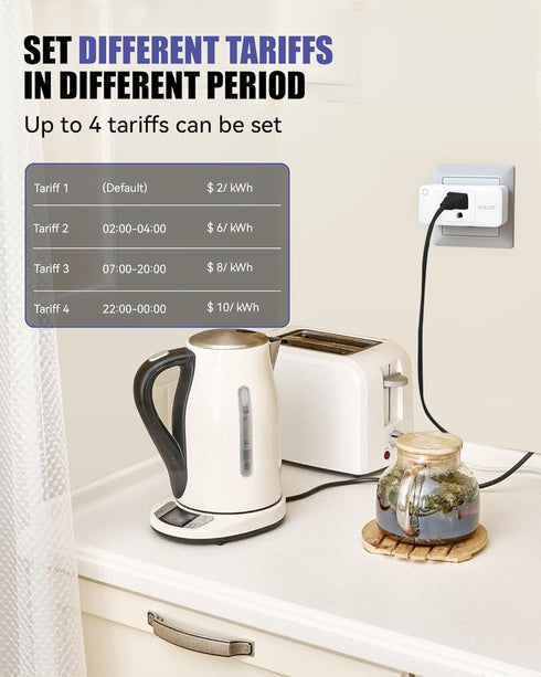 BALDR Wi-Fi Power Meter Socket: Smart Outlet for Remote Energy Monitoring, Tariff Setting, Budget Alerts - Hub Needed