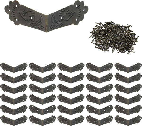 T Tulead 30PCS Decorative Brackets Corner Iron Vintage Corner Guards Box Corner