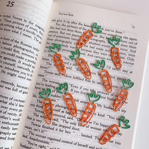 PRETYZOOM 9pcs Carrot Paperclip, Fun Tiny Paper Clips, Cute Metal Paperclips, Bookmark for Students