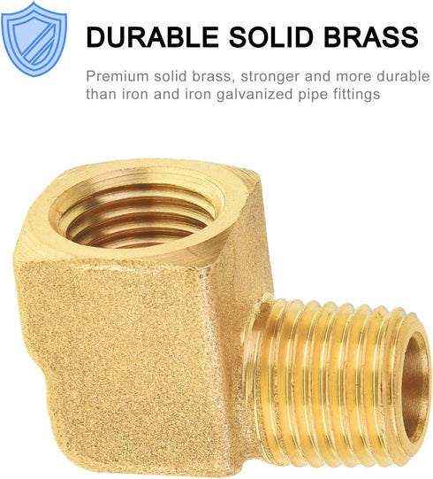 SUNGATOR 1/4 Inch Brass Elbow Fittings, 90 Degree Male × Female Barstock Street Pipe Connectors for Air Compressor (2