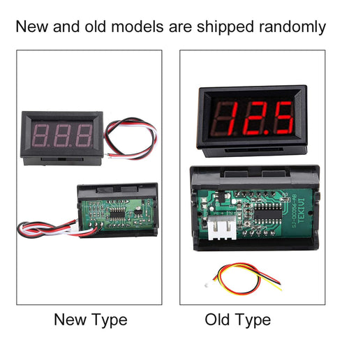 3 Wire Voltmeter DC 0-100V Mini Voltage Measuring LED Display Digital Volt Panel Meter with Reverse (Red)