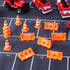 TOPPERFUN 48Pcs Set, Mini Plastic Traffic Cones, Miniature Fence Barricade Signs, Construction Road Small Orange Cone