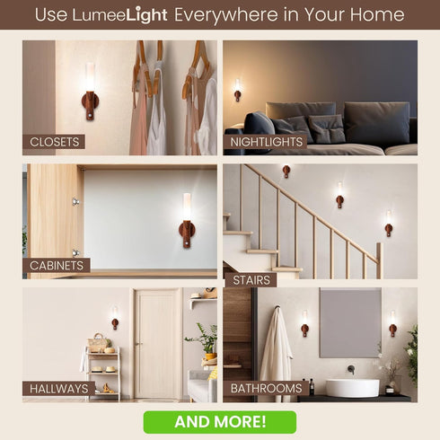 LumeeLight Motion Sensor Night Lights, Magnet Body Hallway Rechargeable LED Wireless Wall Sconces, Portable Decor