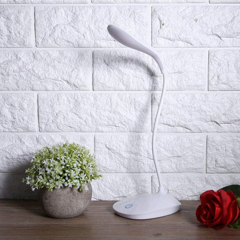 USB Charging Table Lamp with Flexible Neck, 3 Levels Dimmable LED Desk Light with Touch Switch for Night Reading