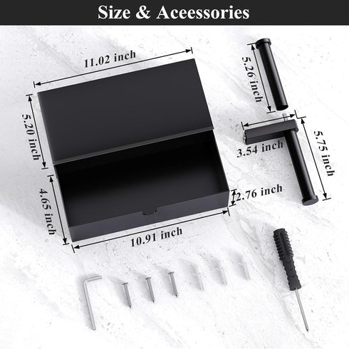Tindbea Toilet Paper Holder with Storage Double Roll Toilet Paper Holder with Shelf, Tampon Holder for Bathroom