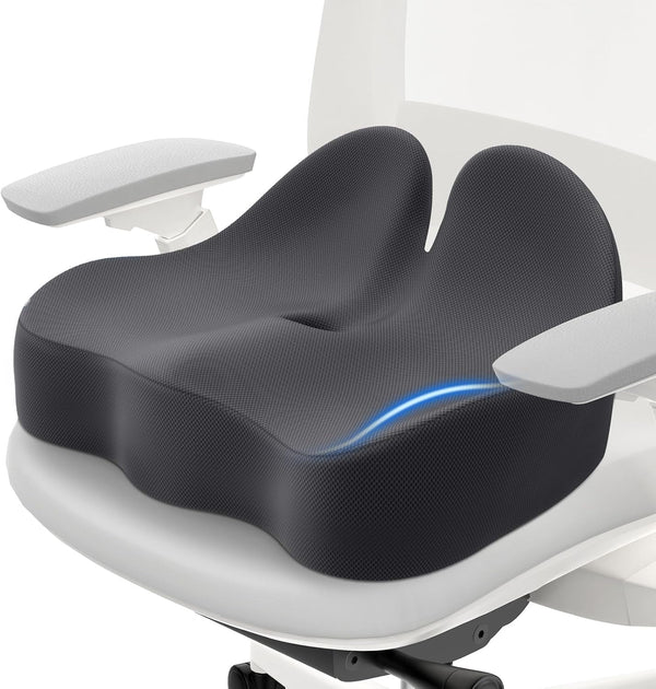 CushZone Memory Foam Seat Cushion for Office Chair, Ergonomic Coccyx Cushion for