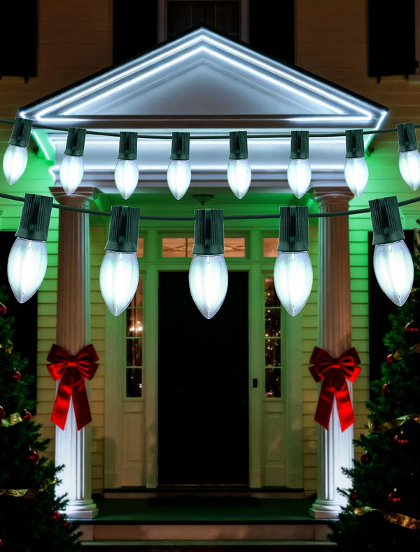 Adirxon C9 LED Christmas Lights Outdoor Waterproof - 2-Pack (50FT) 50 Shatterproof Bulbs,