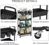 JIUYOTREE 4-Tier Plastic Rolling Storage Cart, Utility Cart with Extra Hanging Cups and Lockable Wheels for Living